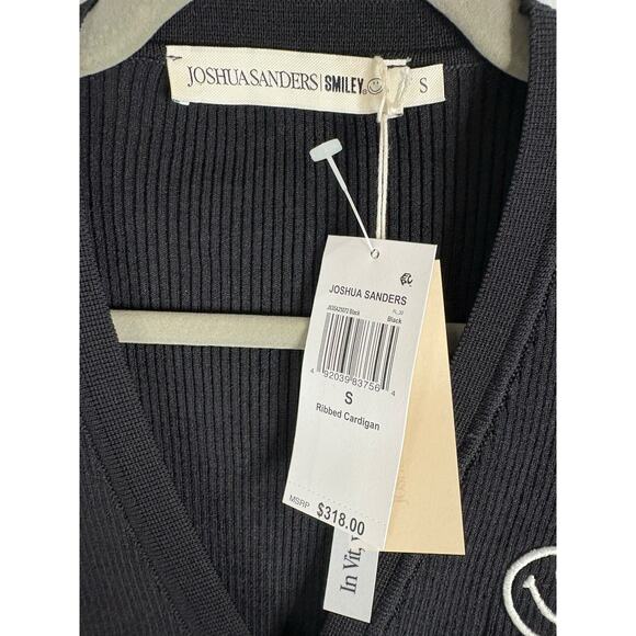 Joshua Sanders Round Smiley Ribbed Cardigan Sweater Quiet Luxury Preppy Black S - Picture 5 of 8